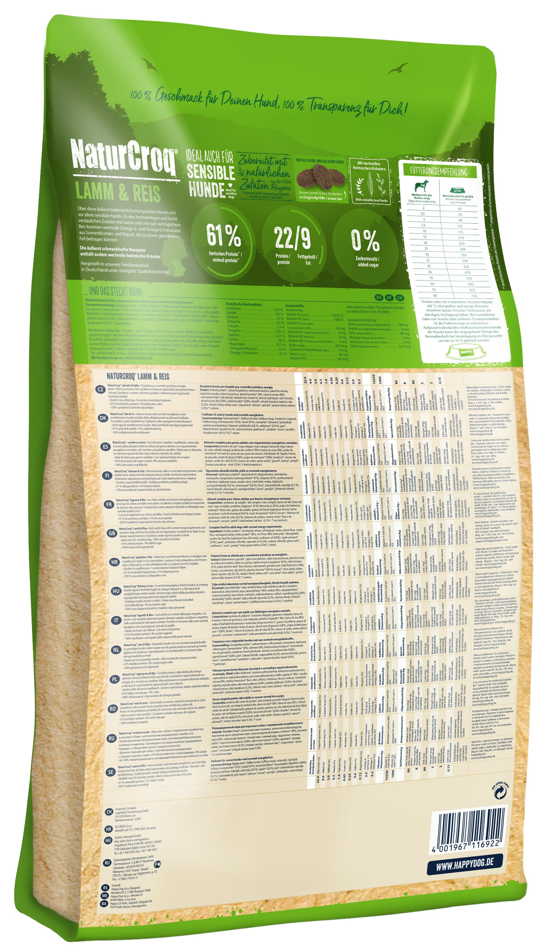 Happy Dog NaturCroq Lamb & Rice Dry Dog Food for Sensitive Stomachs