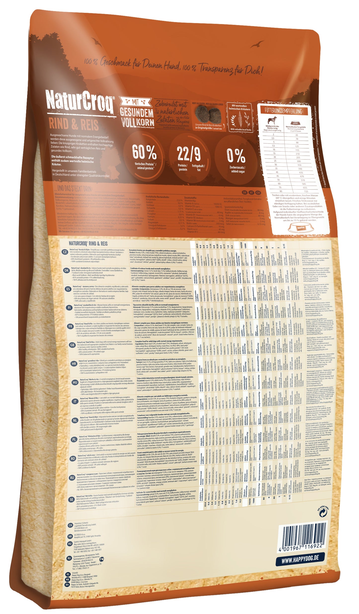 Happy Dog NaturCroq Beef & Rice Adult Dog Food for Sensitive Stomachs